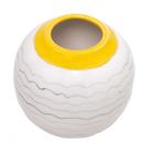 Vaso Decorativo Esfera de Cerâmica Branco/Amarelo 14x13cm Royal Decor
