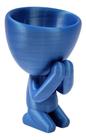 Vaso Decorativo Orando Rezando Robert Plantas Suculentas Azul Metalizado