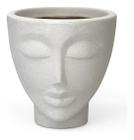 Vaso Decorativo Para Planta Face Rosto Mulher N25 25cm 7 Litros Nutriplan Cimento Beje Polietileno