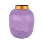 VASO DECORATIVO PARA PLANTAS FLORES VIDRO ROXO E DOURADO (15x19cm)