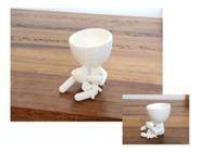Vaso Decorativo Para Suculentas Dia das Mães Com Bebê e Mamadeira Branco 13 cm