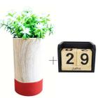 Vaso Decorativo Sala com  Plantas Artificial + Calendário - Kit