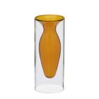 VASO DECORATIVO VIDRO GEOMETRICO AMBAR E INCOLOR 20cm - Espressione