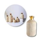 Vaso em ceramica branco e dourado 24cm mart