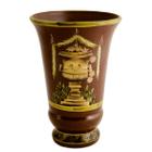 Vaso em cerâmica, com pintura estilo imperial e acabamento em laca chinesa