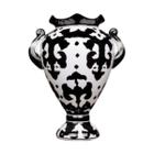 Vaso em cerâmica Dolomita acabamento Glaze cor branco e preto (21 x 16,5 x 27,5 cm)