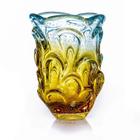 Vaso Em Cristal Murano Água Marinha E Âmbar São Marcos 26cm