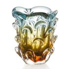 Vaso Em Cristal Murano Água Marinha E Âmbar - São Marcos