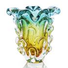 Vaso Em Cristal Murano Esmeralda E Âmbar - São Marcos 18cm