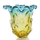 Vaso Em Cristal Murano Esmeralda E Âmbar - São Marcos 25Cm