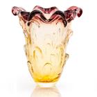 Vaso Em Cristal Murano Lilás E Âmbar - São Marcos 37Cm