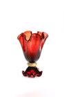 Vaso Em Cristal Murano Vermelho Com Ouro 24K São Marcos 39cm