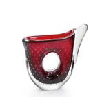 Vaso Em Cristal Murano Vermelho - São Marcos 33Cm