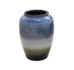 Vaso Grande Ceramica Pintura Escorrida Azul Branco Luxo - LUXdécor