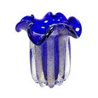 Vaso Murano Italiano Azul Cobaldo Menor Lapidados Retorcidos - LUXdécor