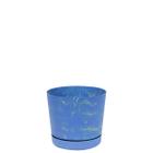 Vaso Ocean Mar Azul 15x15xCm Com Prato Anti-Dengue Vasart