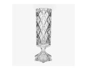 Vaso Pé Cristal De Chumbo Deli Diamond Decoração 13X41 Lyor