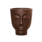 Vaso Planta Face Rosto Cabeça Menino N14 14cm 1,0L Café Imperial Marrom Madeira Plástico Nutriplast