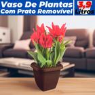 Vaso Quadrado Para Plantas Com Prato Decoração Casa Jardim 3,9L