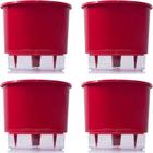 Vaso Raiz Auto Irrigável Médio N3 Vermelho Temperos Kit 4 Pc