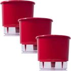 Vaso Raiz Autoirrigavel Grande 21X18 Vermelho Flores Kit 3Pc