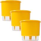 Vaso Raiz Autoirrigavel Médio N3 Amarelo Flores Kit 3 Peças