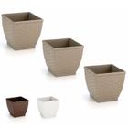 Vaso Rattan Quadrado M3 Kit Com 3 Cachepos Mini Suculenta Violeta