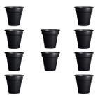 Vaso Redondo Plantas Muda Flores N3 Preto 2,4L 10 UN Plastico Resistente