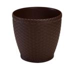 Vaso Redondo Rattan Colorido de Plástico 14x15cm