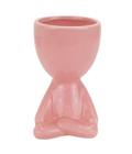 Vaso Rosa Cerâmica Boneco Meditando 11x8x6.5cm