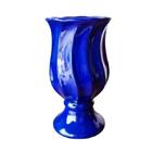 Vaso Taça Espiral Premium Grande em Cerâmica Decorativa - Azul Royal