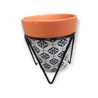 Vaso Tribal Com Suporte Em Metal Vasinho Cerâmica