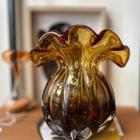 Vaso Trouxinha Decorativo Cachepot Cristal Murano Enfeitar - Turim Âmbar Fumê