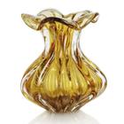 Vaso Trouxinha Em Cristal Murano Âmbar - São Marcos 18Cm