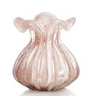 Vaso Trouxinha Em Cristal Murano Rosa - São Marcos 21Cm