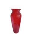 Vaso Vermelho Tipo Murano Craquelado com Relevo 29x Ø10cm