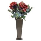 Vaso Vidro Alto Bronze Espelhado Luxo Arranjo Flor De Peônia