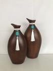 Vasos decorativos de ceramica - marrom