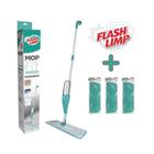 Vassoura Mop Spray Flash Limp Cabo Inox E Refil Microfibra + 3 refils