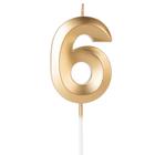 Vela Aniversário Design Dourada Pérola Número 6 - 01 unid