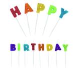 Vela Aniversário Happy Birthday Glitter Colorida - 13 unid