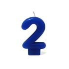 Vela Aniversário Solid Colors Azul Número 2 - 01 unid - Silverfestas