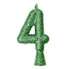 Vela Aniversário Verde Glitter Número 4 - Alchester
