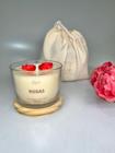 Vela Aromática Vegetal Perfumada Rosas 120g com tampa e bolsinha - Likare Home & Beauty