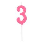 Vela de Aniversário Número 3 Rosa 4,5 cm Silver Plastic