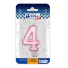 Vela De Aniversário Número Branco E Rosa Com 1 Un.