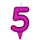 Vela De Aniversário Número Magic Glitter Rosa - PartiuFesta