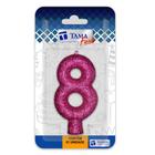 Vela de aniversário Número Pink Nº 8 com 10 un.