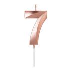 Vela de Aniversário Perolizada Rosé Número 7 Silver Plastic