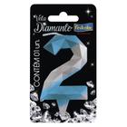 Vela Diamante Azul Prateada - 01 Unidade - Festcolor